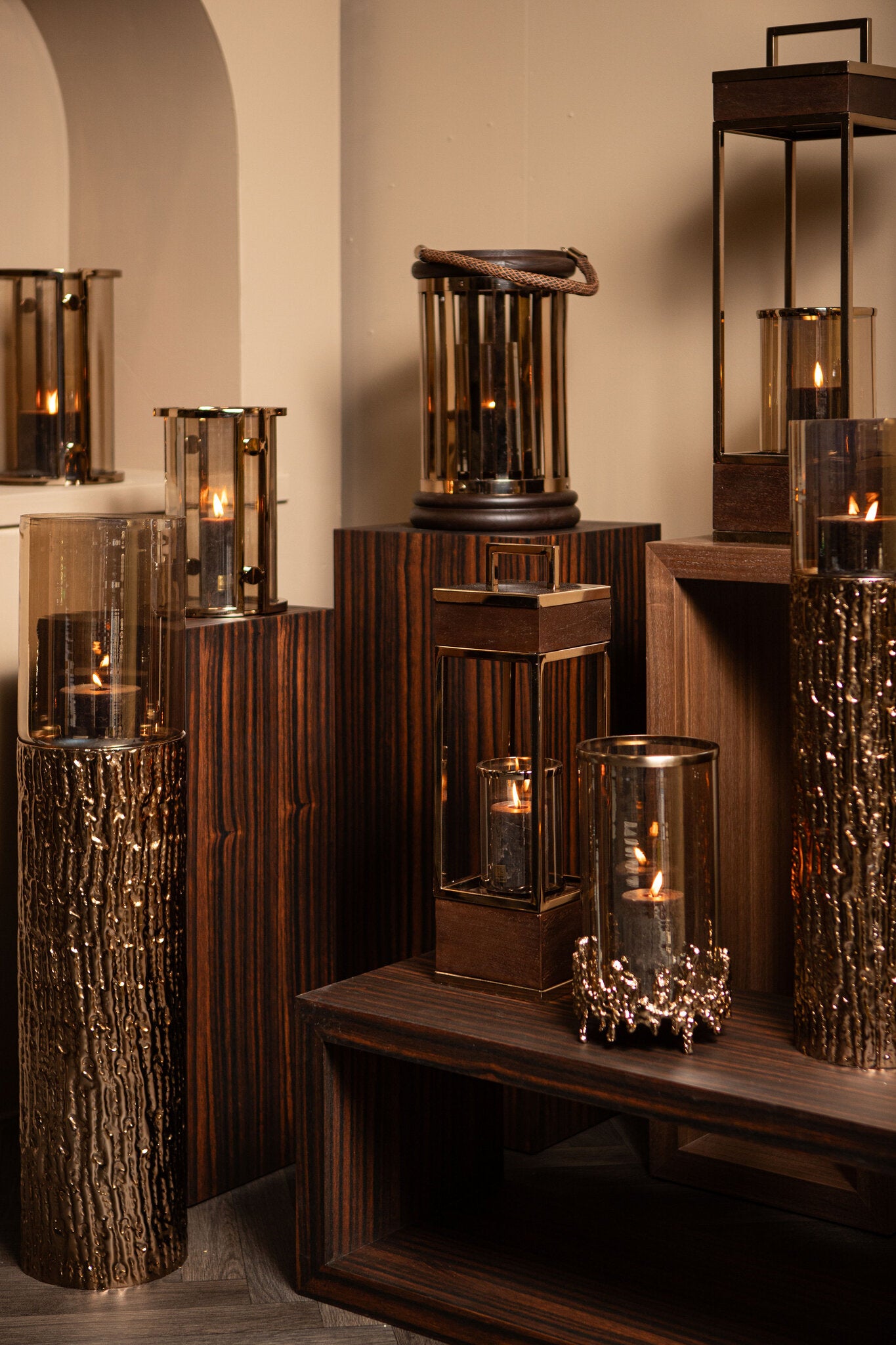 Sjorsh BrownGold Mango Wood St. Steel Lantern S PTMD