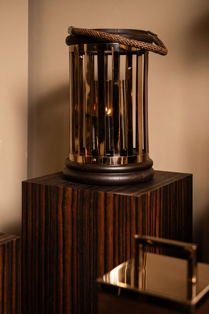 Sjorsh BrownGold Mango Wood St. Steel Lantern S PTMD