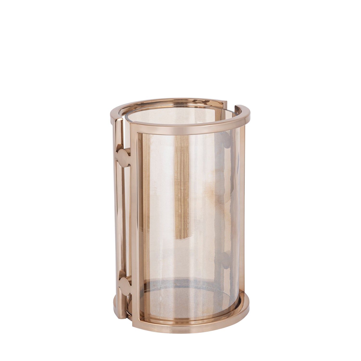 Windlicht Jarie Bruin/Goud Roestvrijstaal Frame Small PTMD