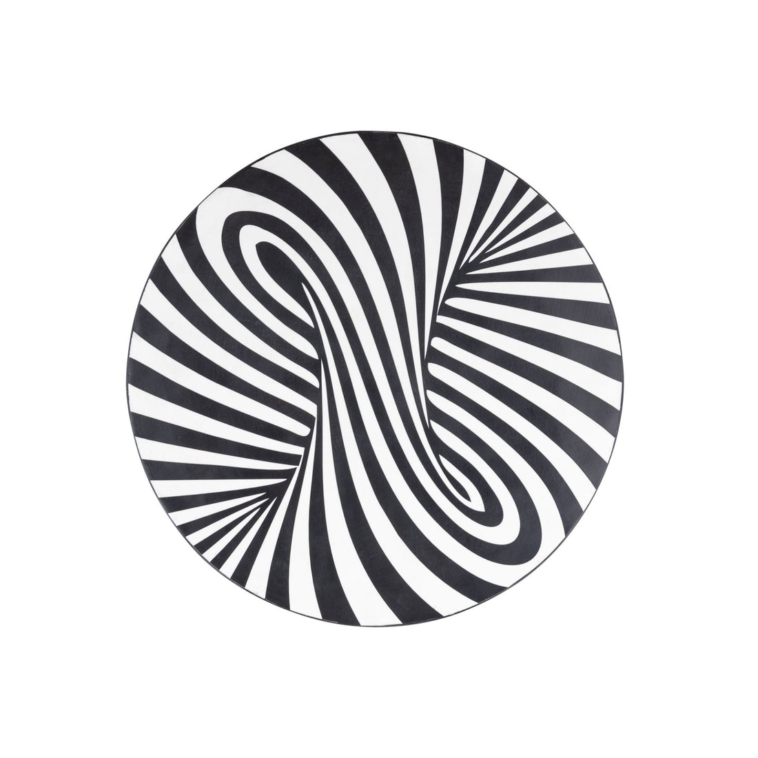 Hallie Black And White Wood Round Wall Panel Swirl 60x60cm PTMD