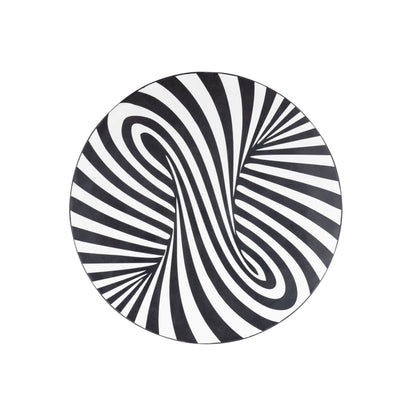 Hallie Black And White Wood Round Wall Panel Swirl 60x60cm PTMD
