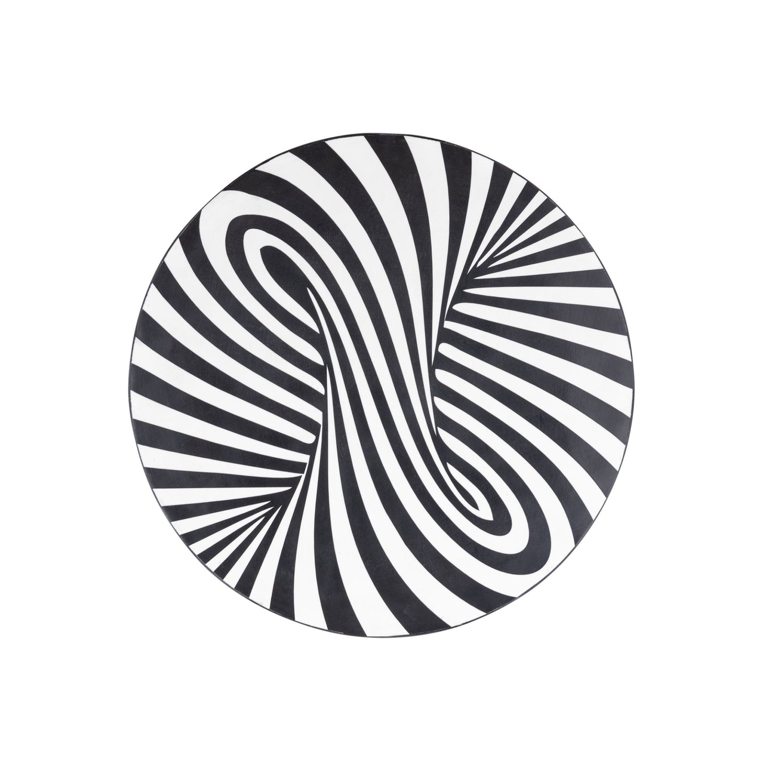 Hallie Black And White Wood Round Wall Panel Swirl 60x60cm PTMD