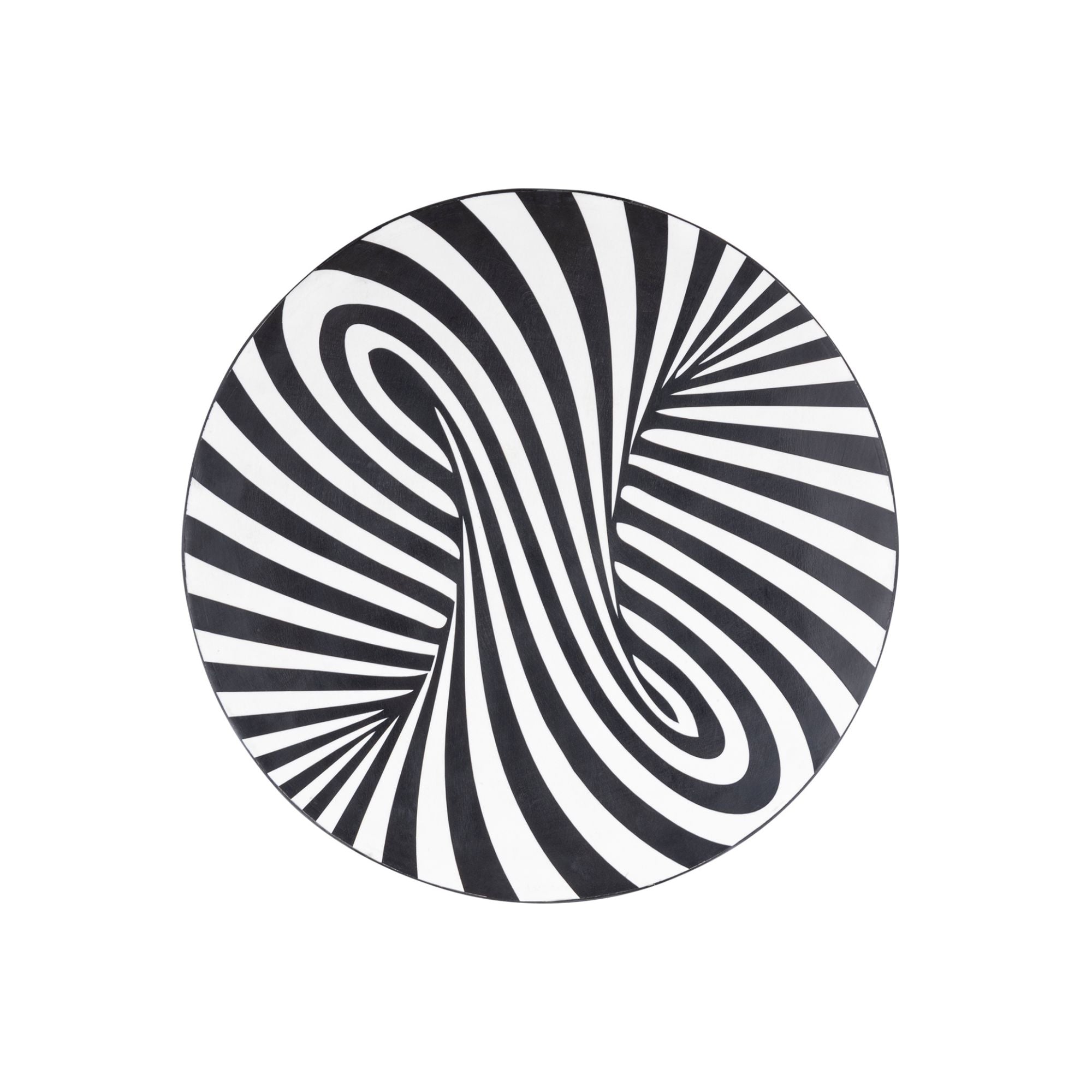 Hallie Black And White Wood Round Wall Panel Swirl 60x60cm PTMD