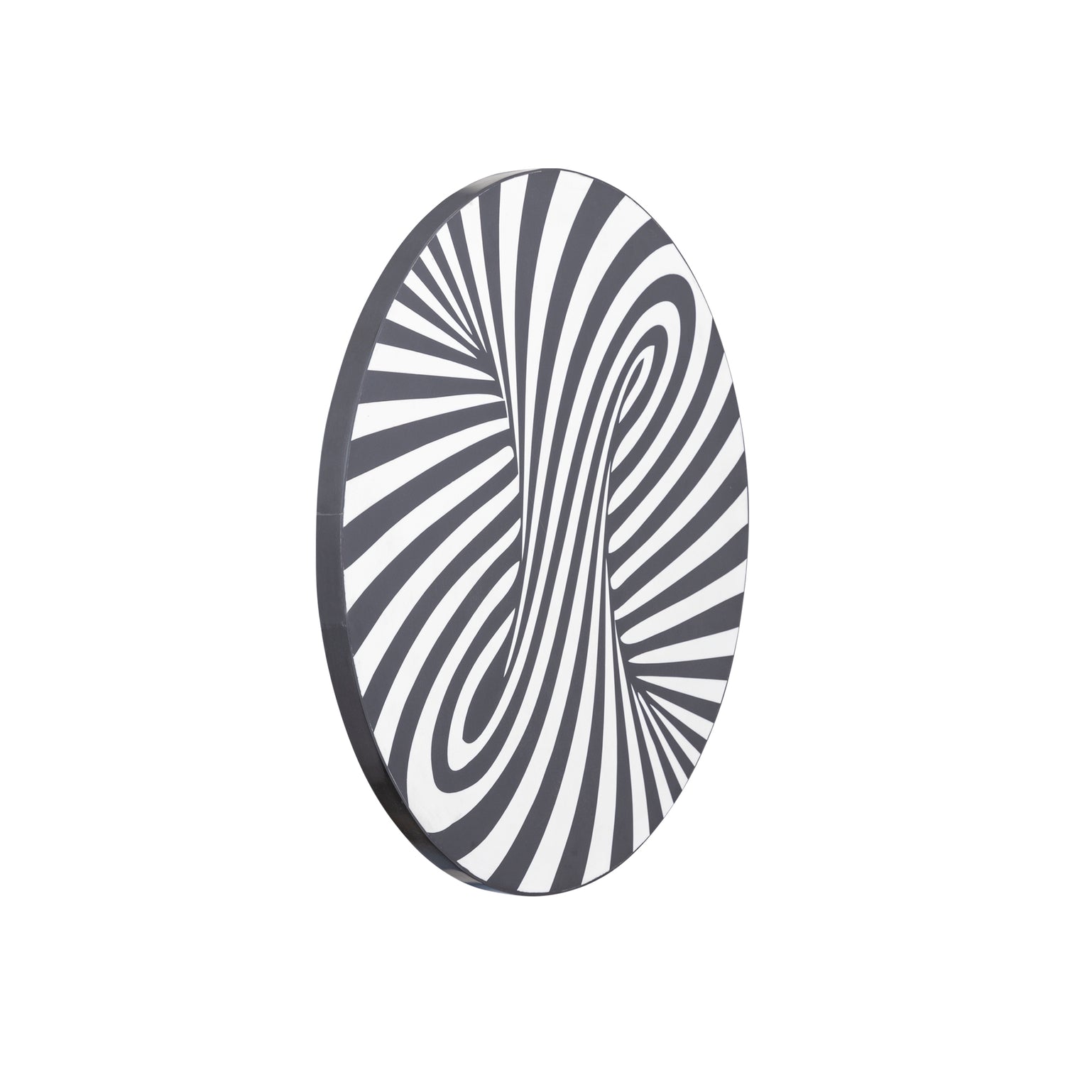 Hallie Black And White Wood Round Wall Panel Swirl 60x60cm PTMD