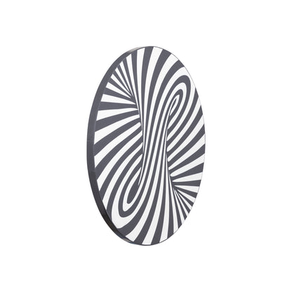 Hallie Black And White Wood Round Wall Panel Swirl 60x60cm PTMD