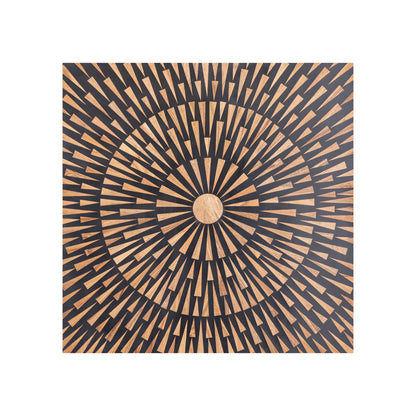 Jordie Brown Wooden Rect Wall Panel Round Pattern 60x60cm PTMD