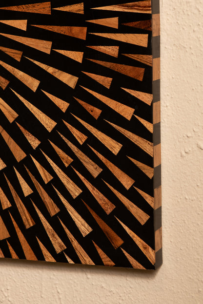 Jordie Brown Wooden Rect Wall Panel Round Pattern 60x60cm PTMD