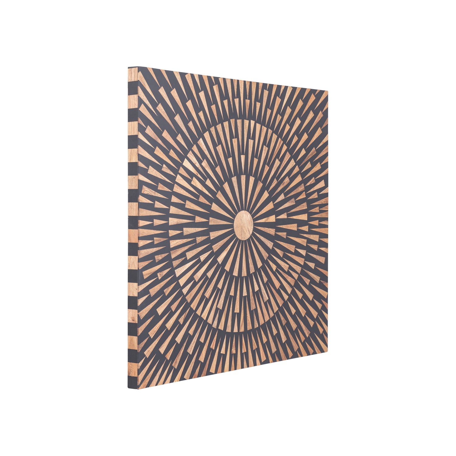 Jordie Brown Wooden Rect Wall Panel Round Pattern 60x60cm PTMD