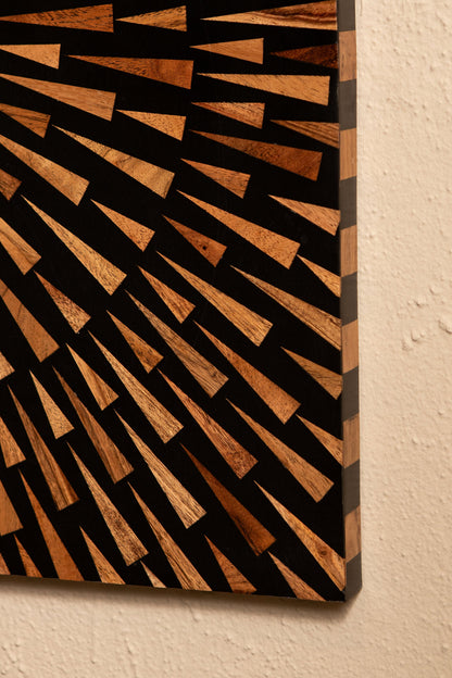Jordie Brown Wooden Rect Wall Panel Round Pattern 60x60cm PTMD