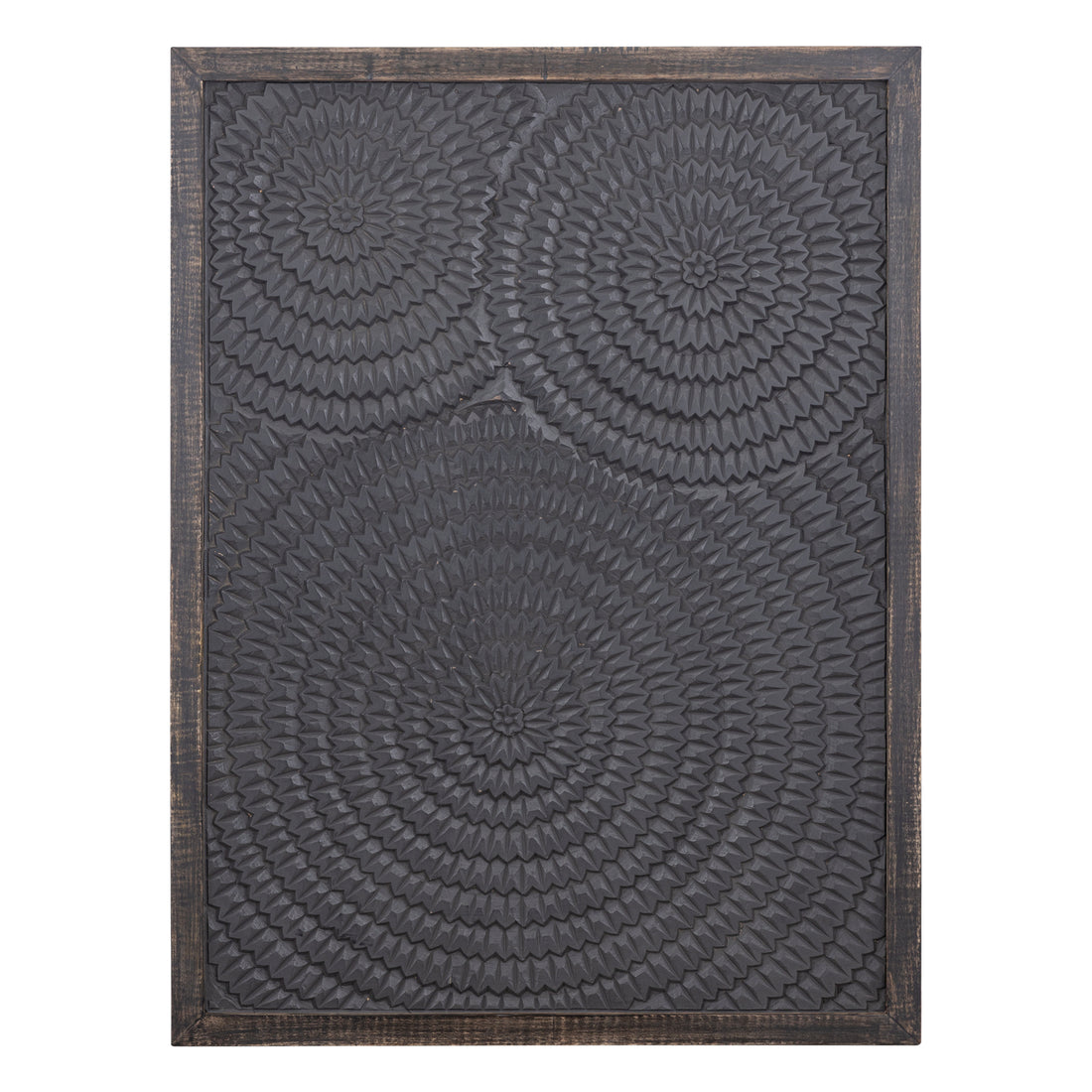 Levya Black Wooden Rect Wall Panel Round Pattern PTMD
