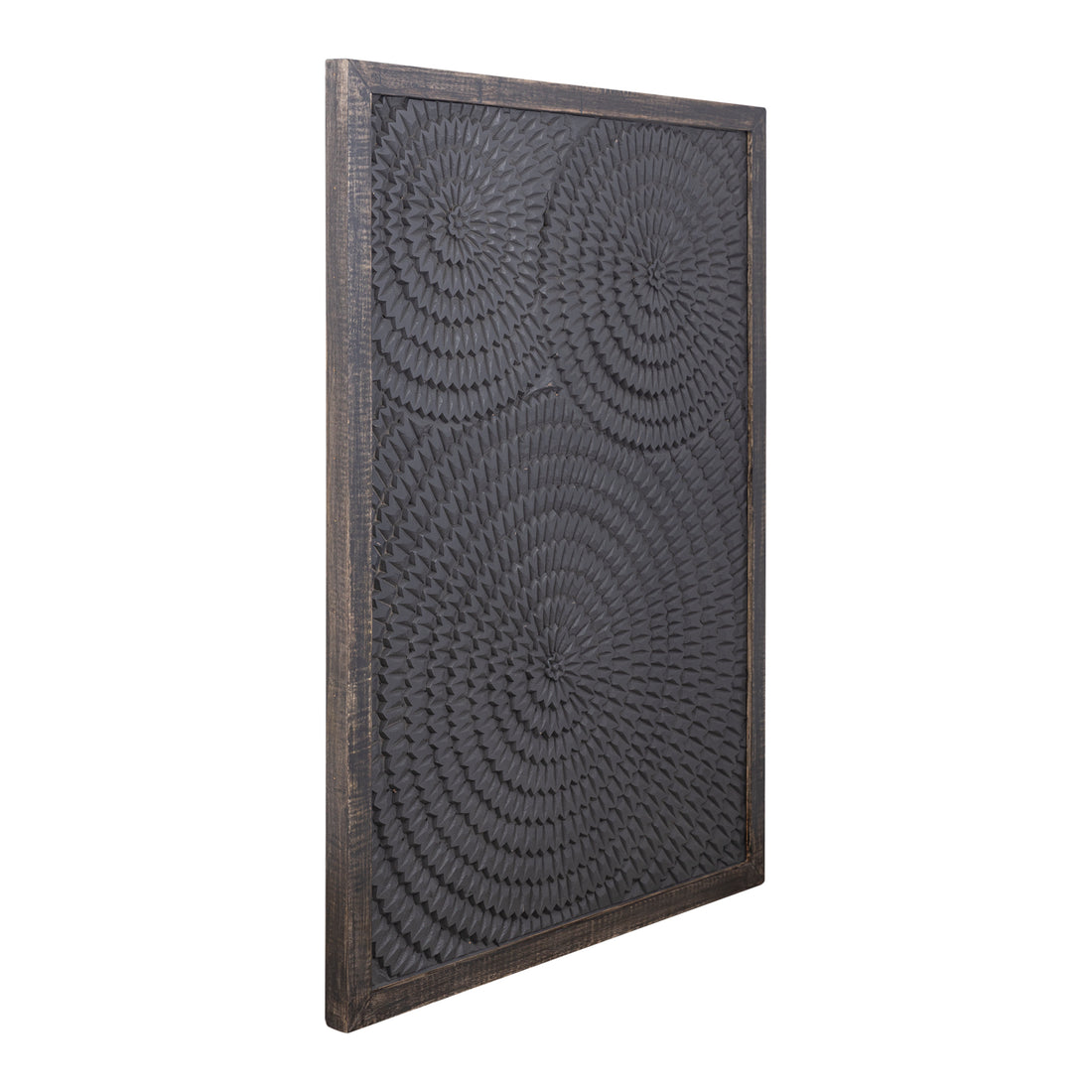 Levya Black Wooden Rect Wall Panel Round Pattern PTMD