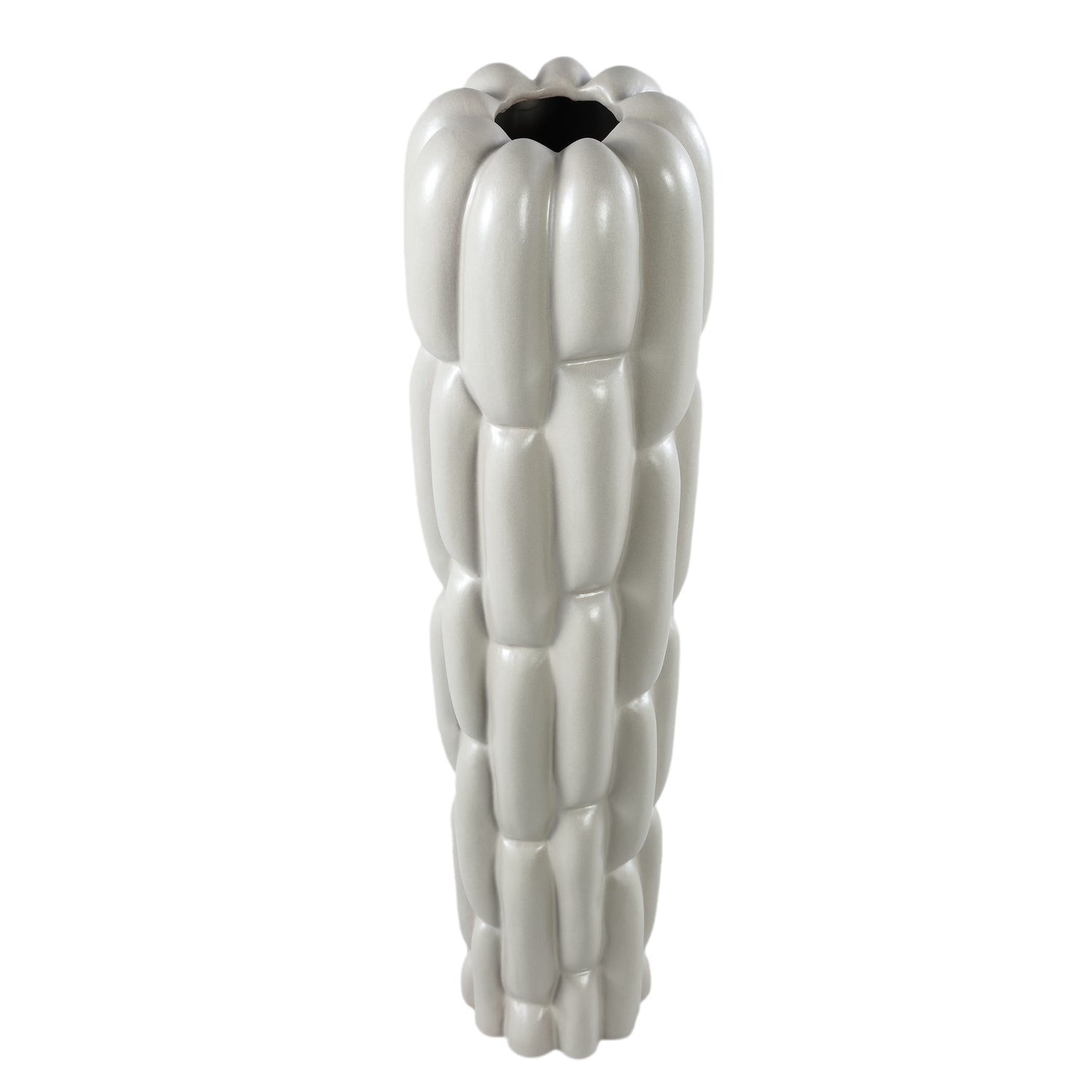 Seanis Grey Round Ceramic Vase Block Pattern L 17x17x71cm PTMD