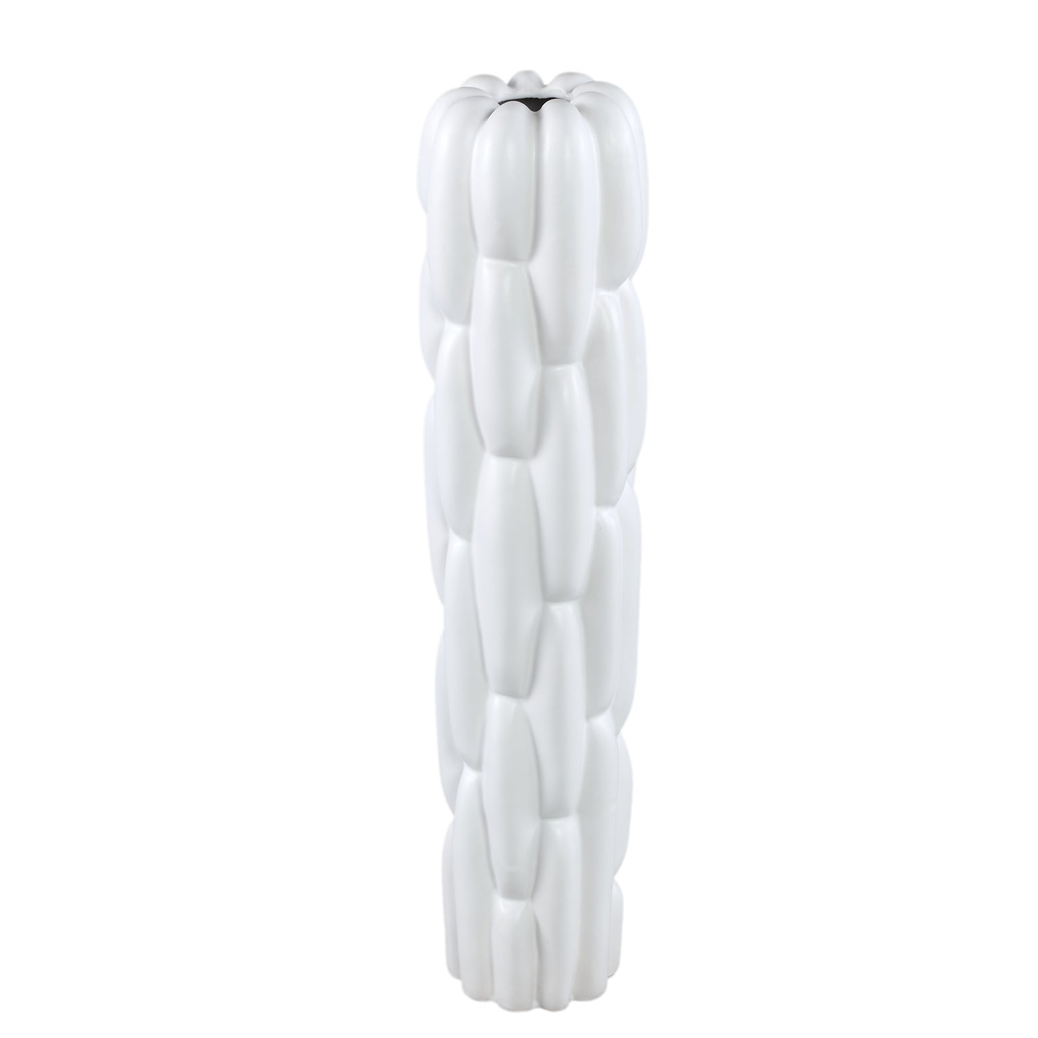Seanis White Round Ceramic Vase Block Pattern M 14,5x14,5x61cm PTMD