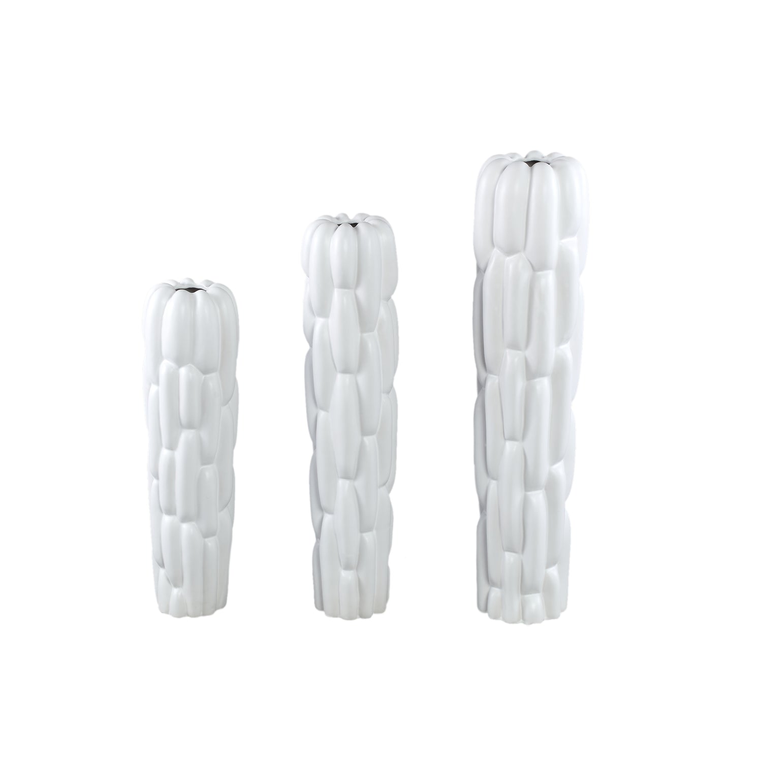 Seanis White Round Ceramic Vase Block Pattern M 14,5x14,5x61cm PTMD