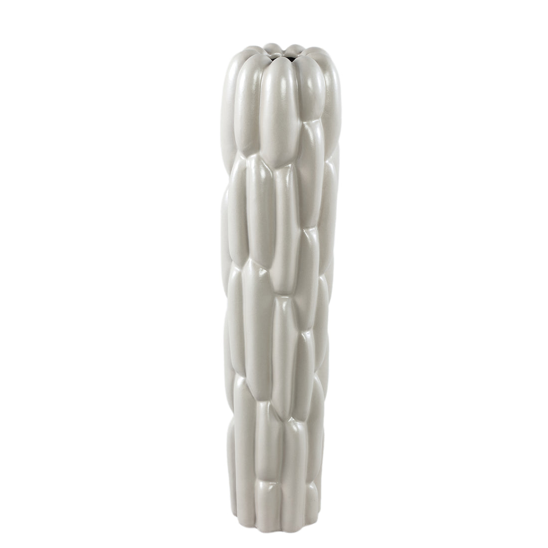 Seanis Grey Round Ceramic Vase Block Pattern M 	14.5x14.5x61cm PTMD