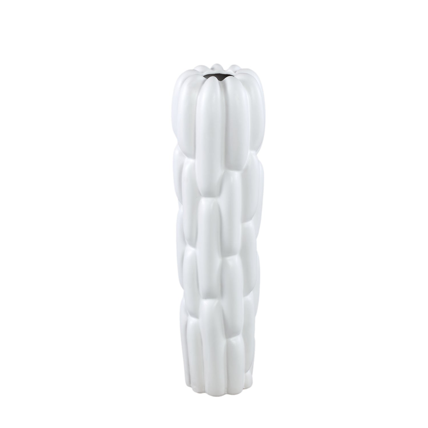 Seanis White Round Ceramic Vase Block Pattern S 14x14x41cm PTMD