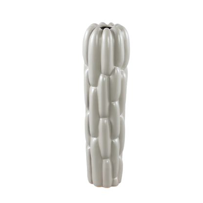Seanis Grey Round Ceramic Vase Block Pattern S 14x14x51cm PTMD