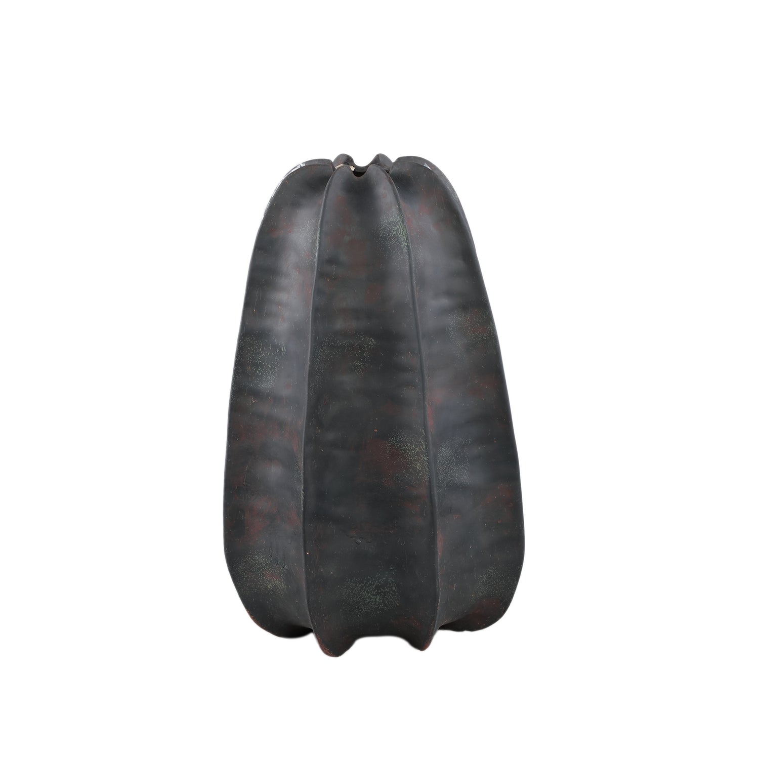Grayson Black Ceramic Round Ribbed Vase High Dia 28cmxH42cm PTMD
