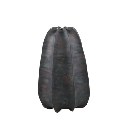 Grayson Black Ceramic Round Ribbed Vase High Dia 28cmxH42cm PTMD