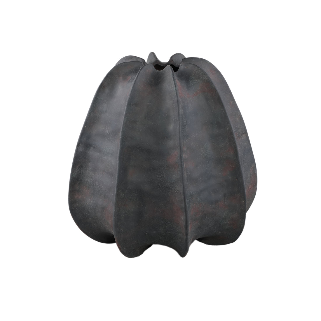 Grayson Black Ceramic Round Ribbed Vase Wide Dia34cmxH34cm PTMD