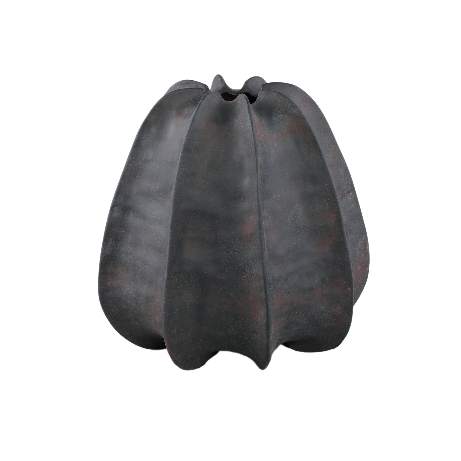 Grayson Black Ceramic Round Ribbed Vase Wide Dia34cmxH34cm PTMD