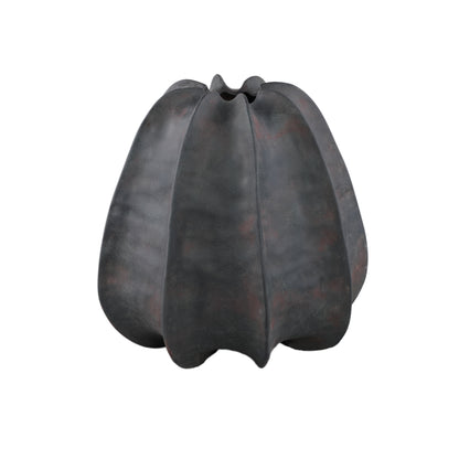Grayson Black Ceramic Round Ribbed Vase Wide Dia34cmxH34cm PTMD