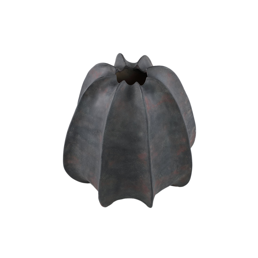 Grayson Black Ceramic Round Ribbed Vase Wide Dia34cmxH34cm PTMD