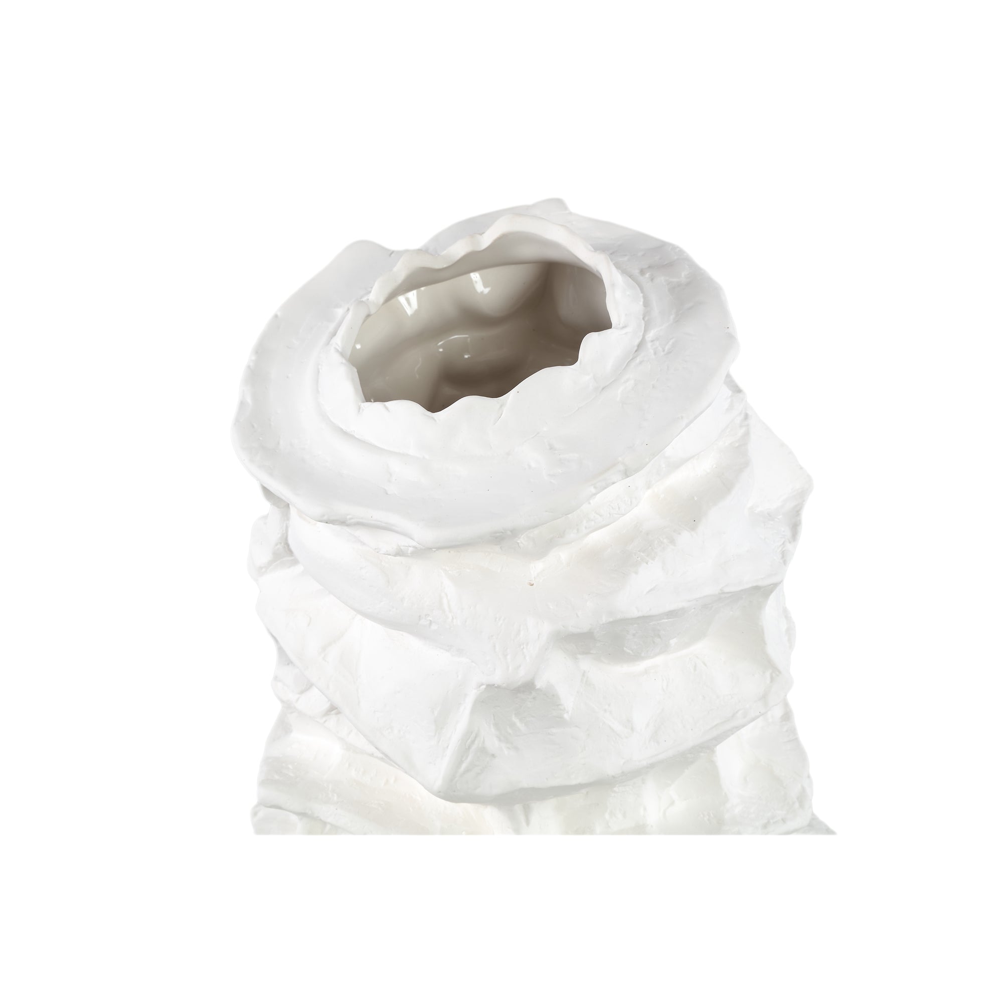 Aharon White Ceramic Irregular Shaped Vase Slim L 24x23x51cm PTMD