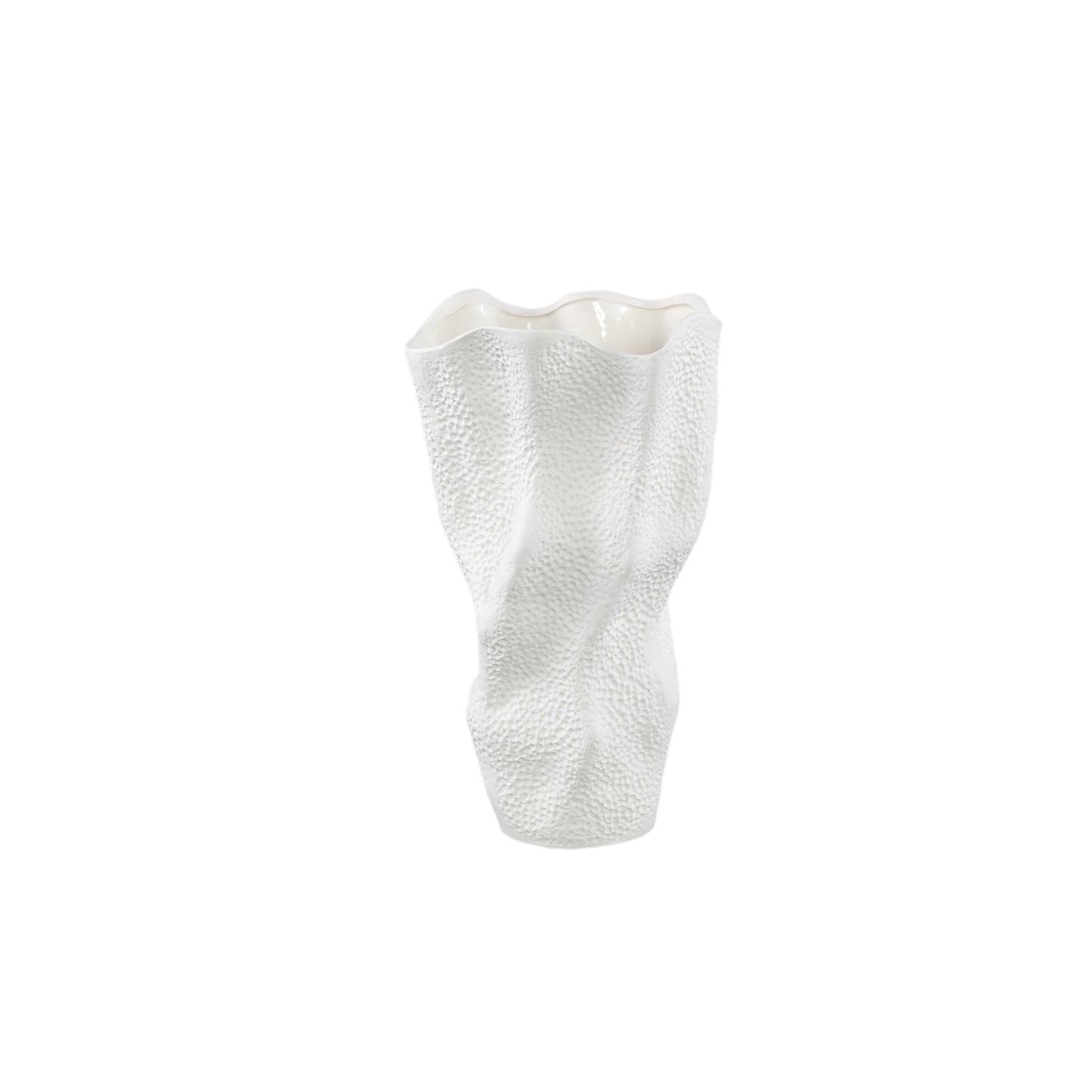 Violettee White Ceramic Wavy Vase Dot Pattern S 22x17x38cm PTMD