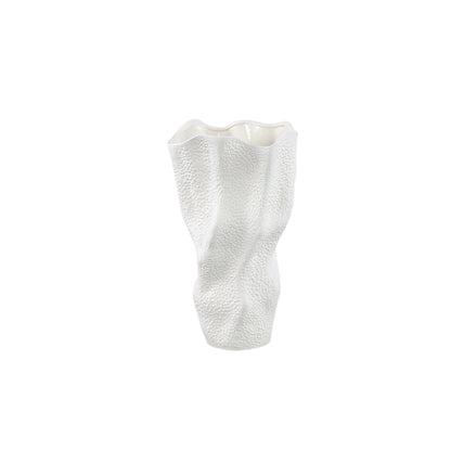 Violettee White Ceramic Wavy Vase Dot Pattern S 22x17x38cm PTMD