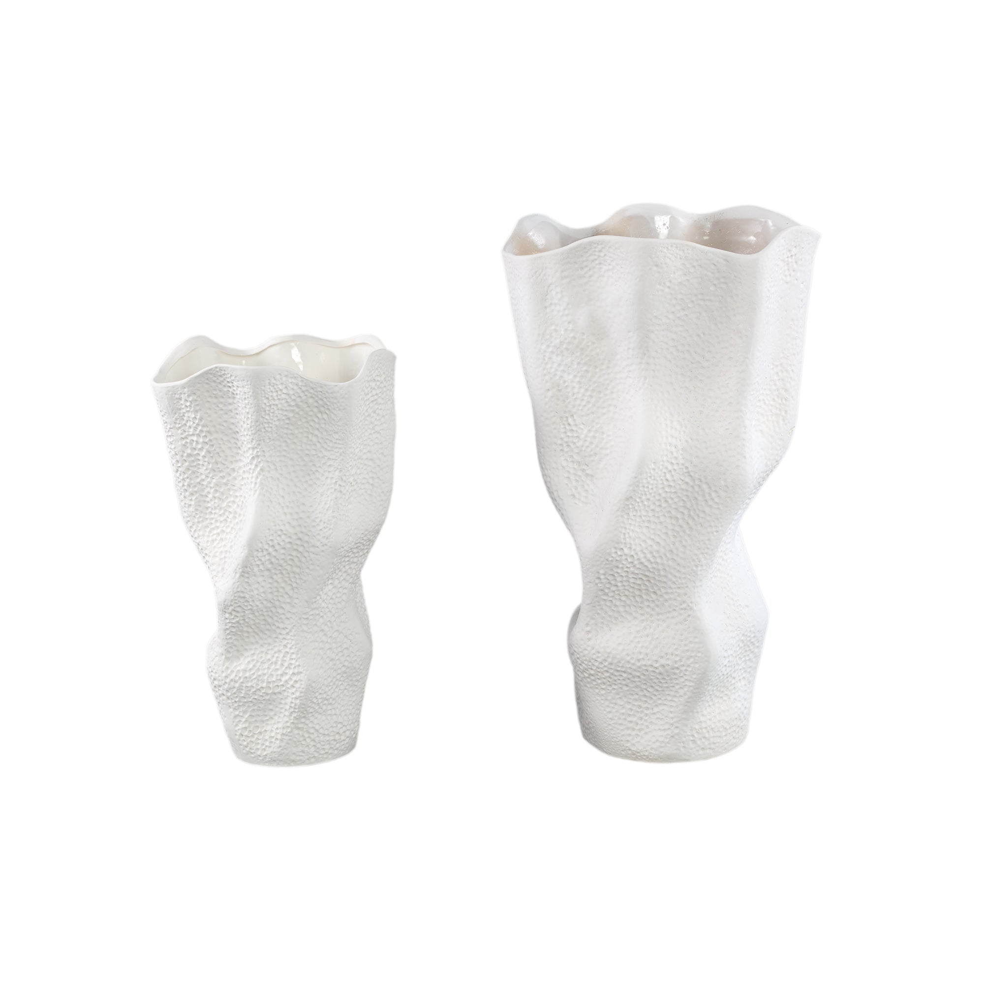 Violettee White Ceramic Wavy Vase Dot Pattern S 22x17x38cm PTMD