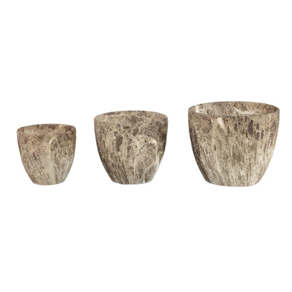 Miah Brown Ceramic Marble Look Pot Set Of 3 S PTMD