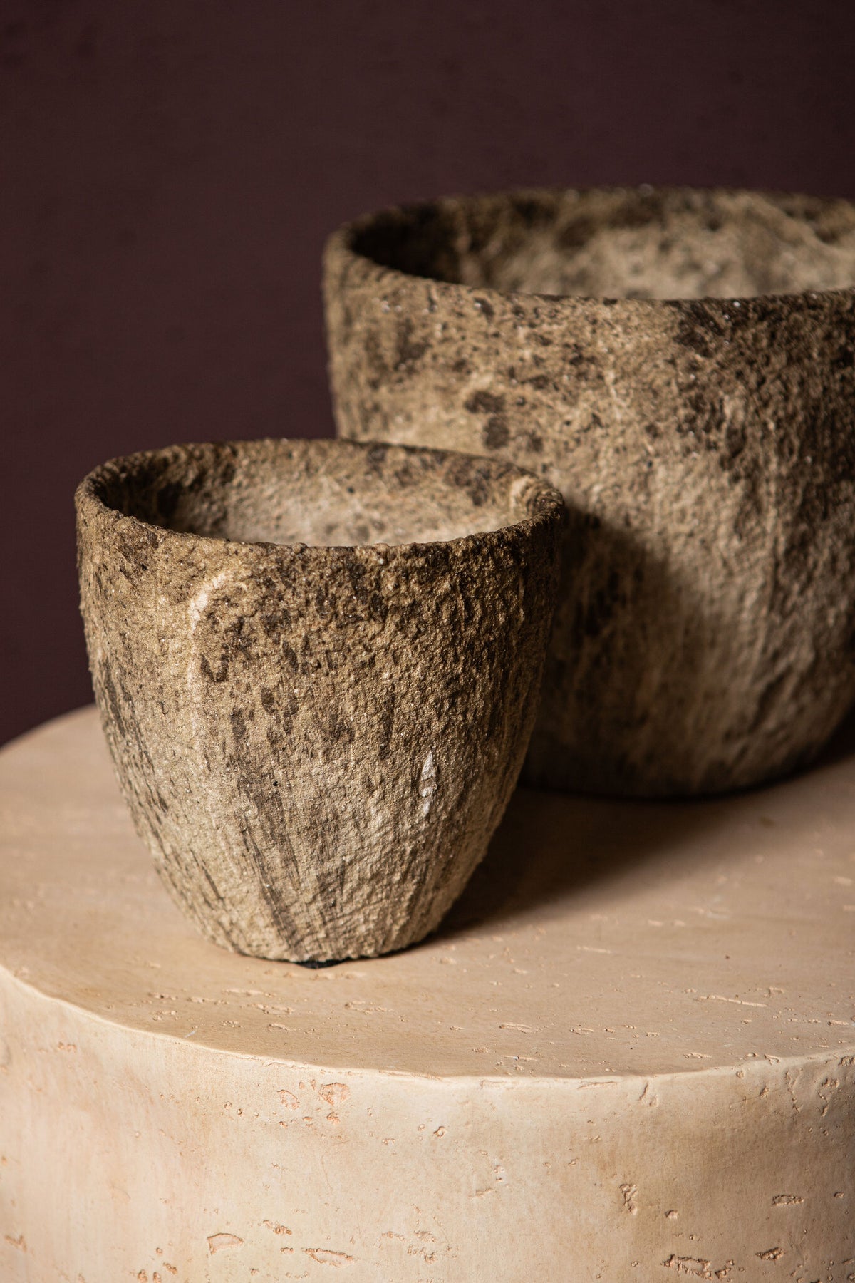 Miah Brown Ceramic Marble Look Pot Set Of 3 S PTMD