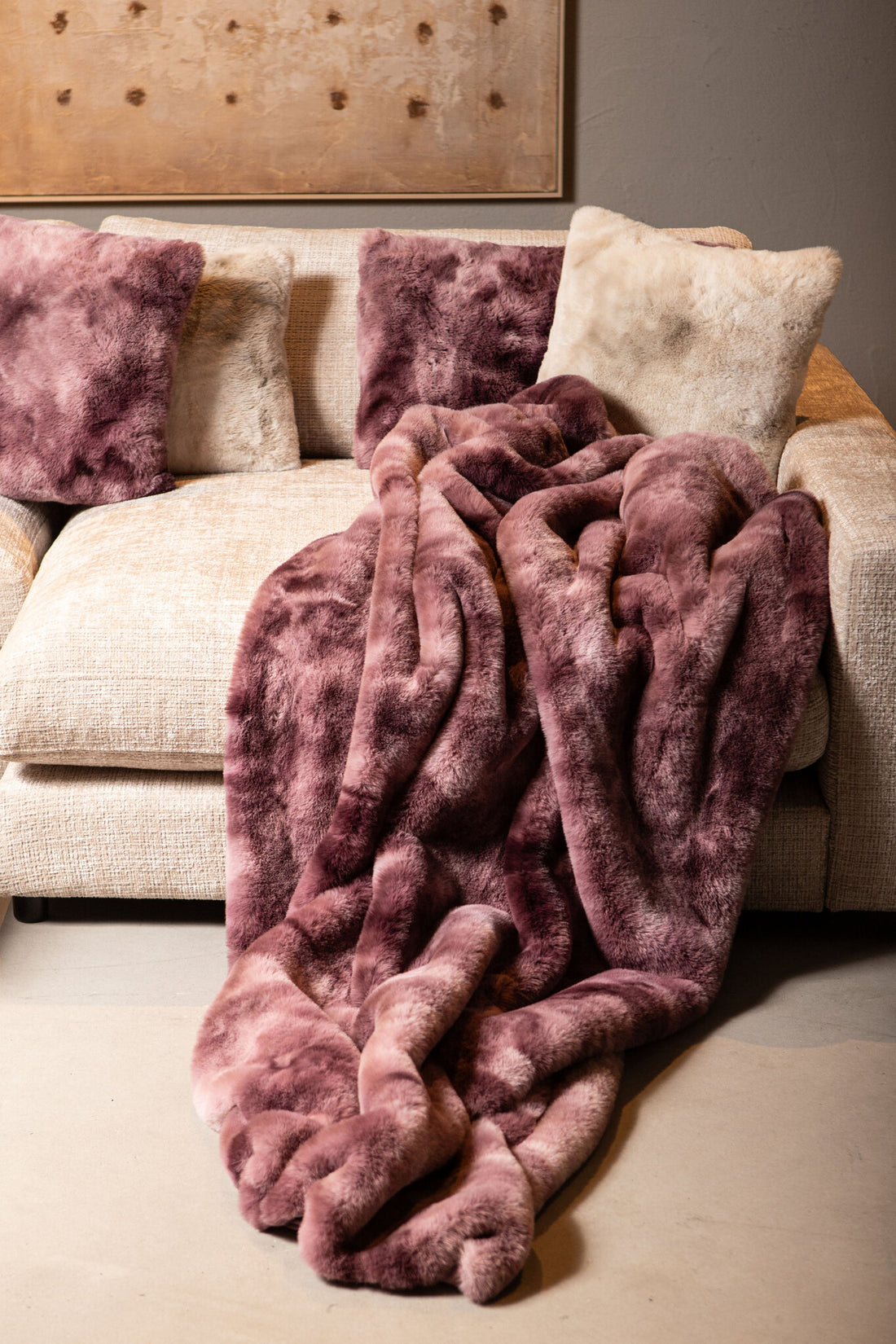 Linde Kussen Burgundy Faux Fur 45x45cm PTMD