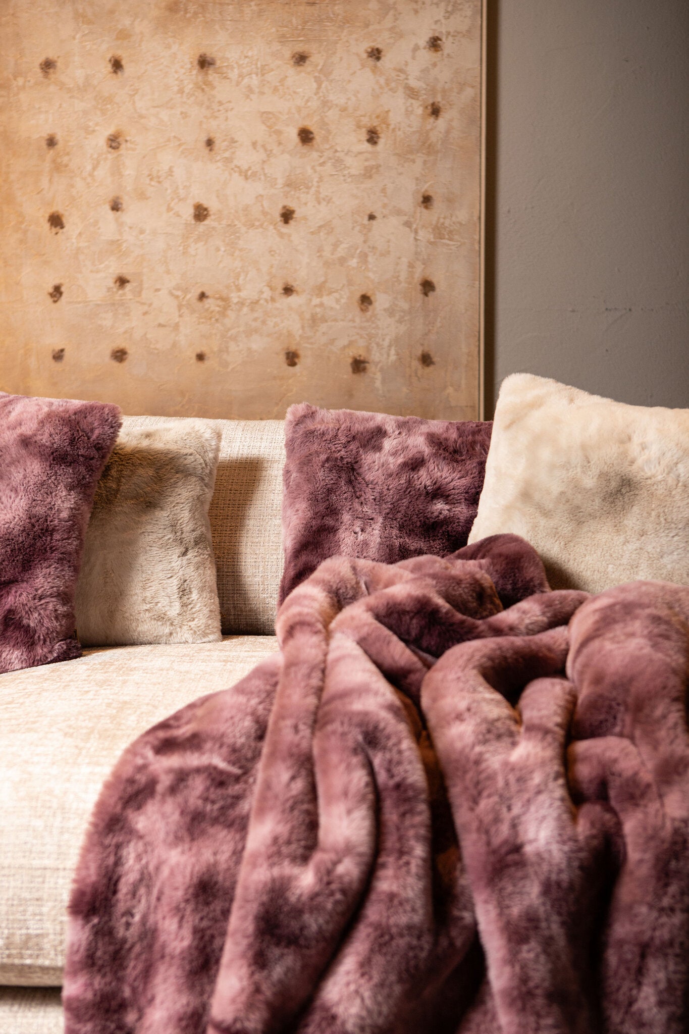 Linde Kussen Burgundy Faux Fur 45x45cm PTMD