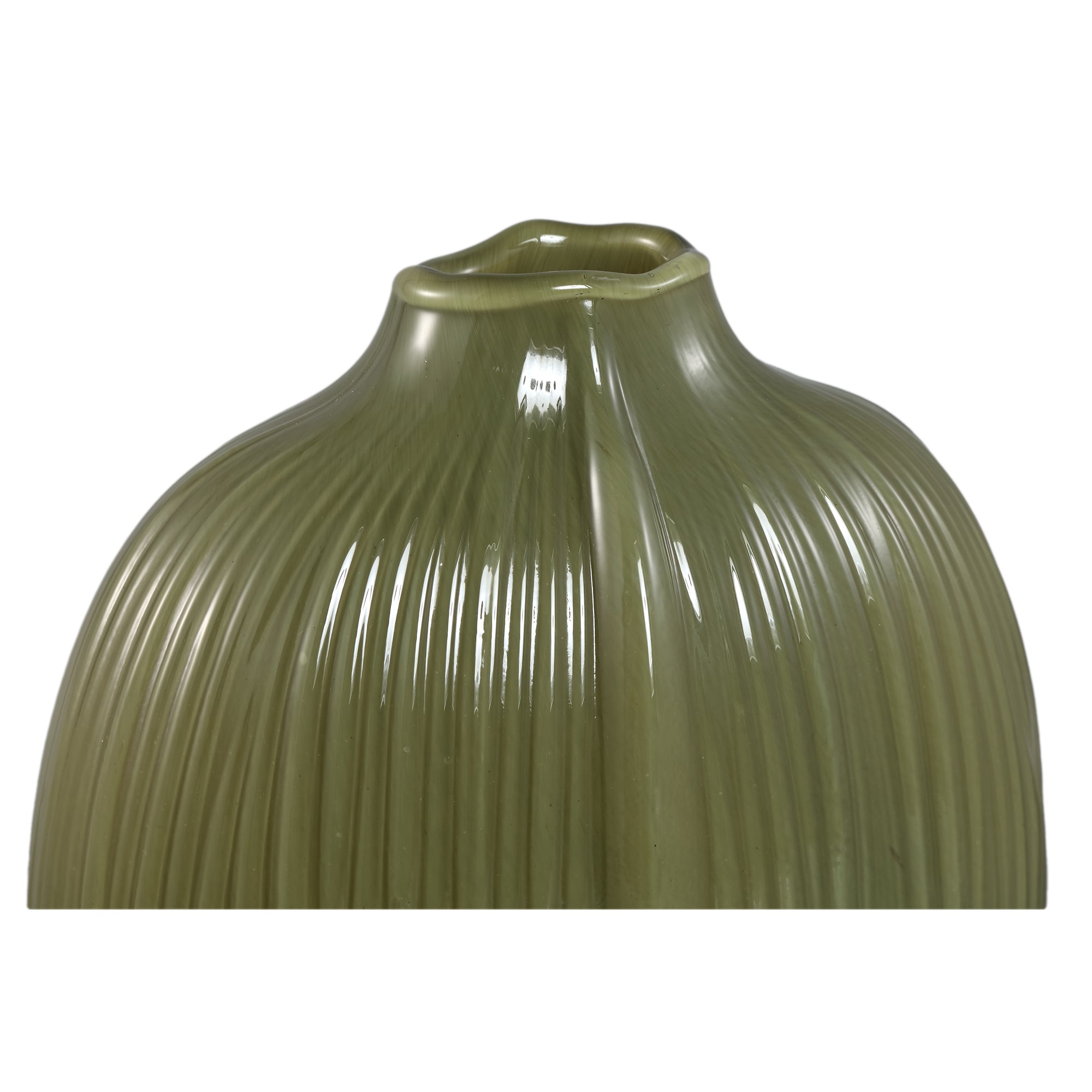 Vaas Jalisia Olijf Glas Ovaal Ribbel Hoog PTMD