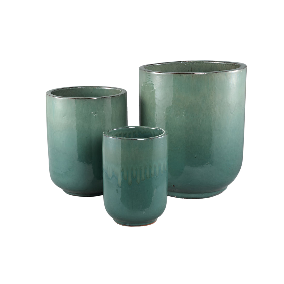 Pot Rozay Teal Keramiek Rond  Hoog Set van 3 PTMD