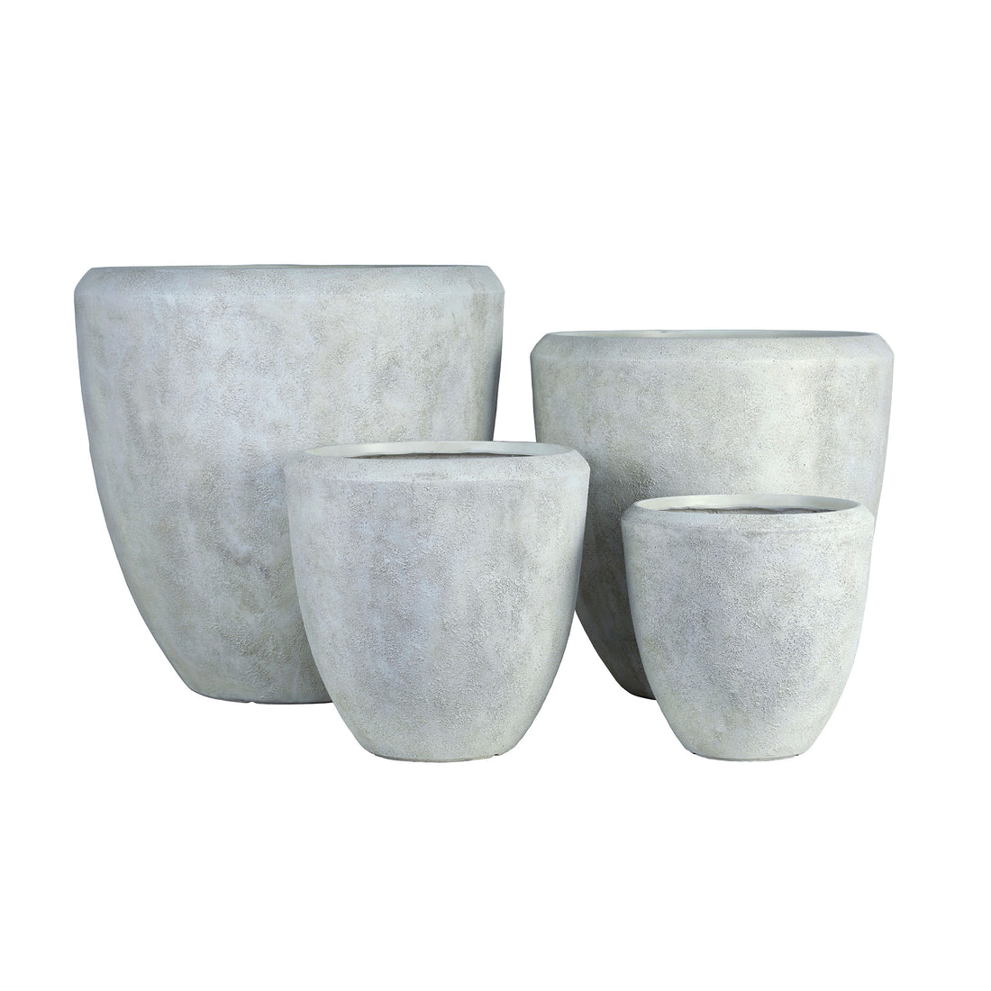 Dashima Cream GRC Bombey Pot Low Round Set Of 4 PTMD