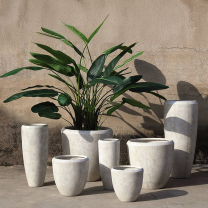 Dashima Cream GRC Pot High Round Set Of 3 PTMD