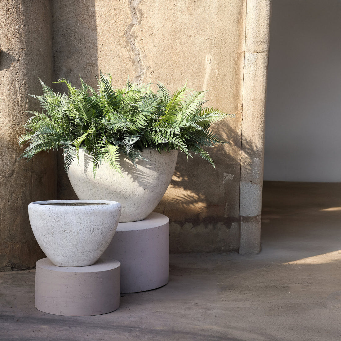 Dashima Cream GRC Pot High Oval Set Of 2 PTMD