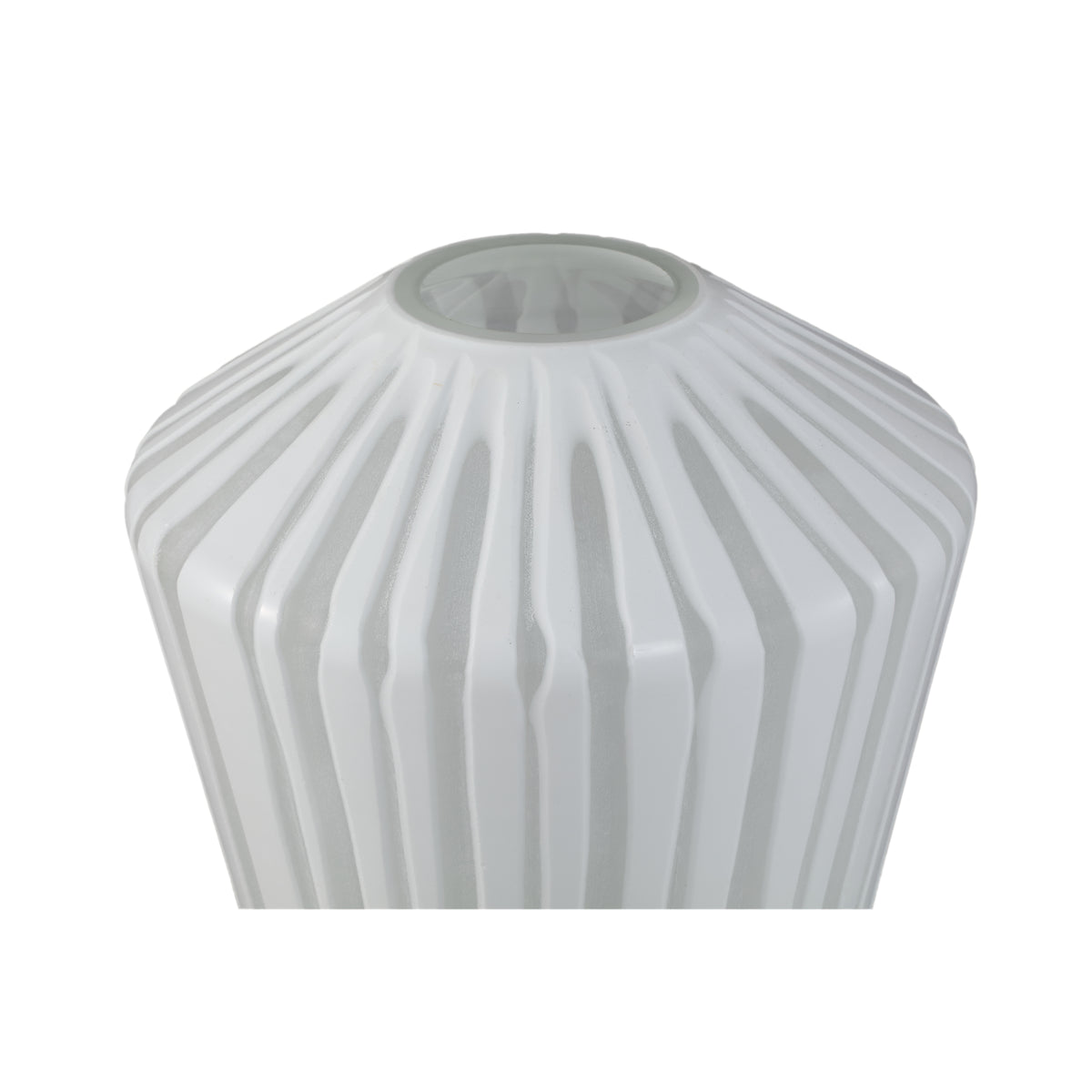 Ireka White Handcut Solid Glass Vase Angular Round Large PTMD