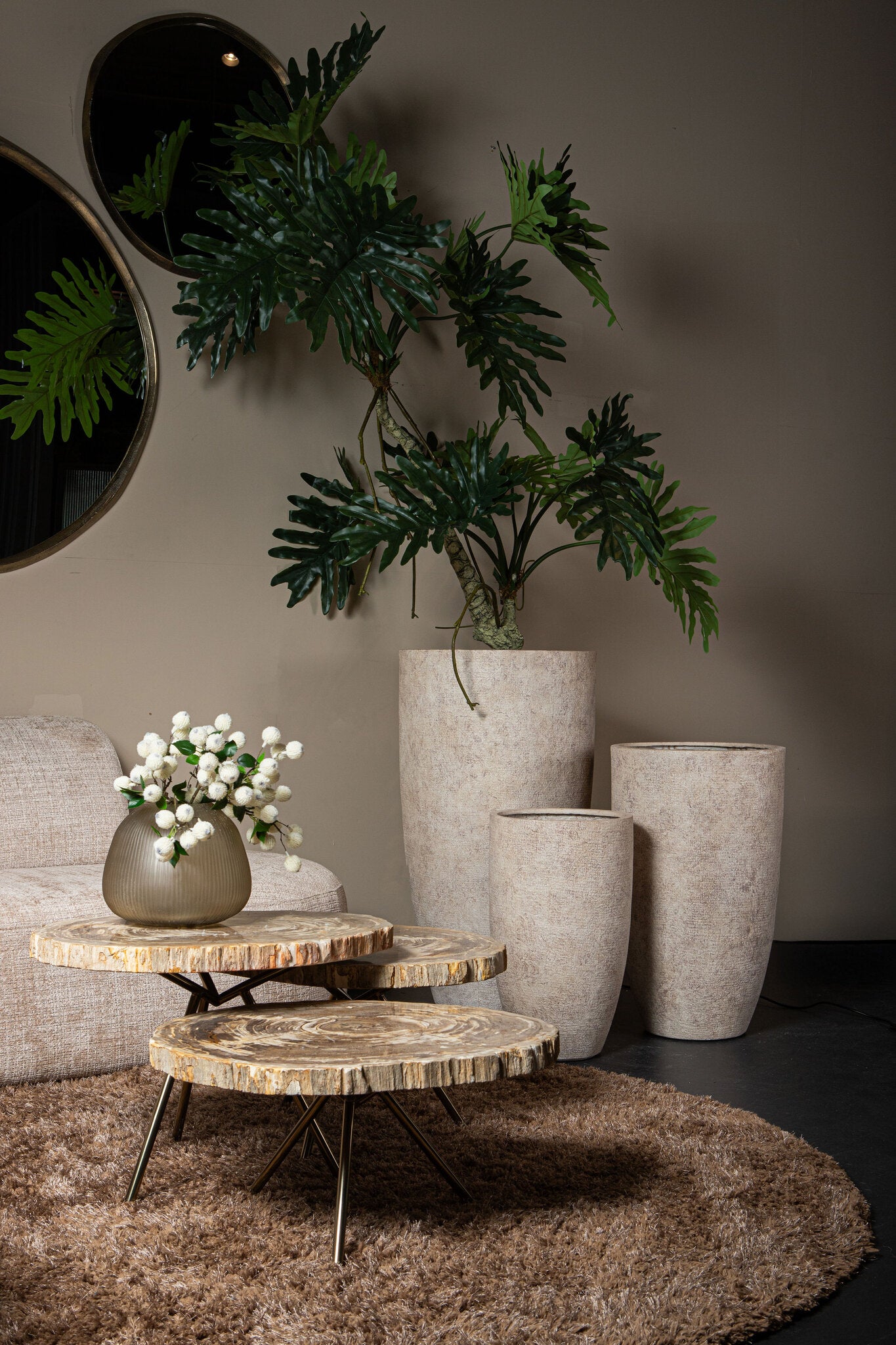 Vaas Marria Bruin Glas Ribbel Rond Small PTMD
