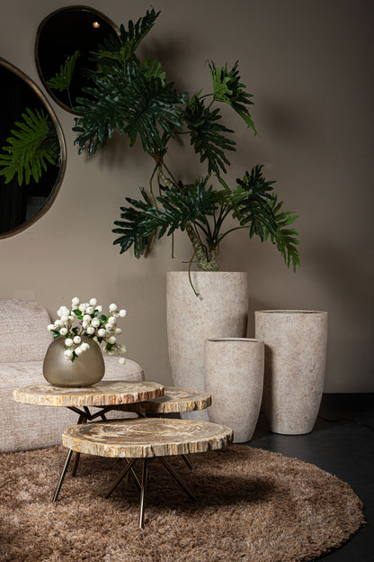Vaas Marria Bruin Glas Ribbel Rond Small PTMD