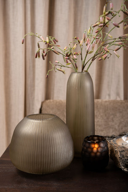 Vaas Marria Bruin Glas Ribbel Rond Small PTMD