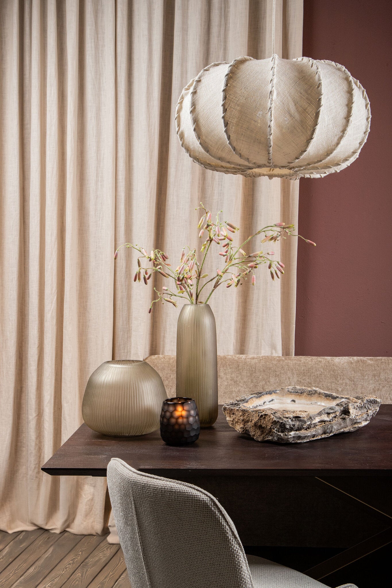 Vaas Marria Bruin Glas Ribbel Rond Small PTMD