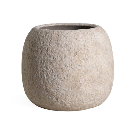 Pot Meleyah Beige Fiber Cement Rock Look Rond Large PTMD
