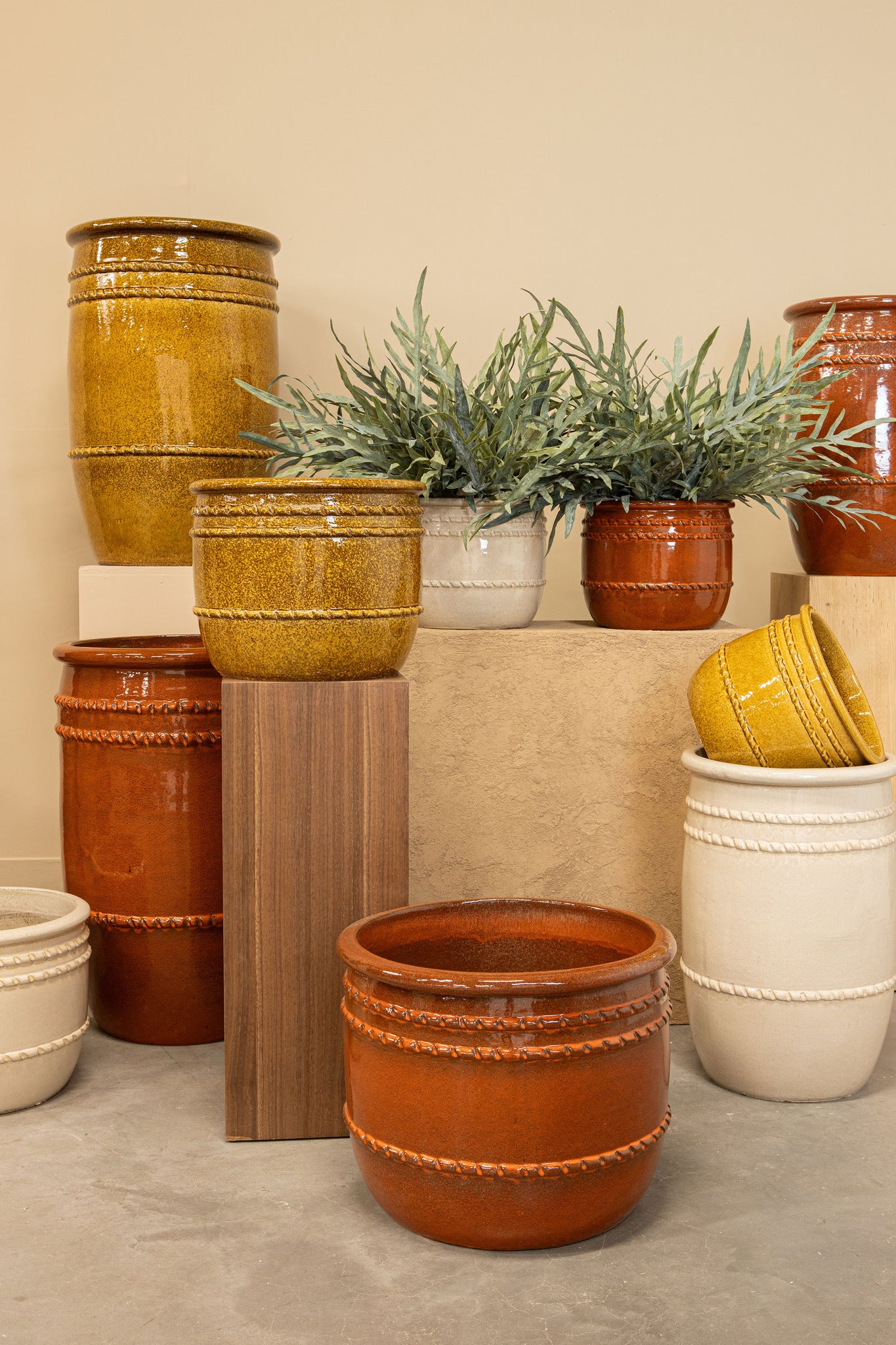 Pot Lilliah Creme Keramiek Pot Hoog Set van 2 PTMD