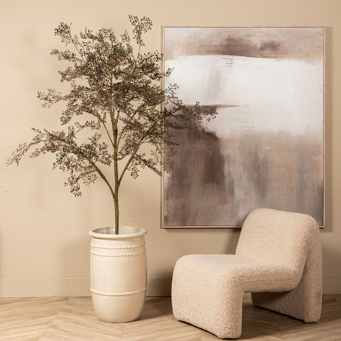 Pot Lilliah Creme Keramiek Pot Hoog Set van 2 PTMD