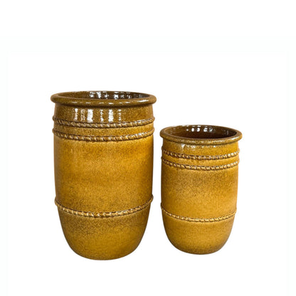 Lilliah Yellow Ceramic Pot High Set Of 2 PTMD