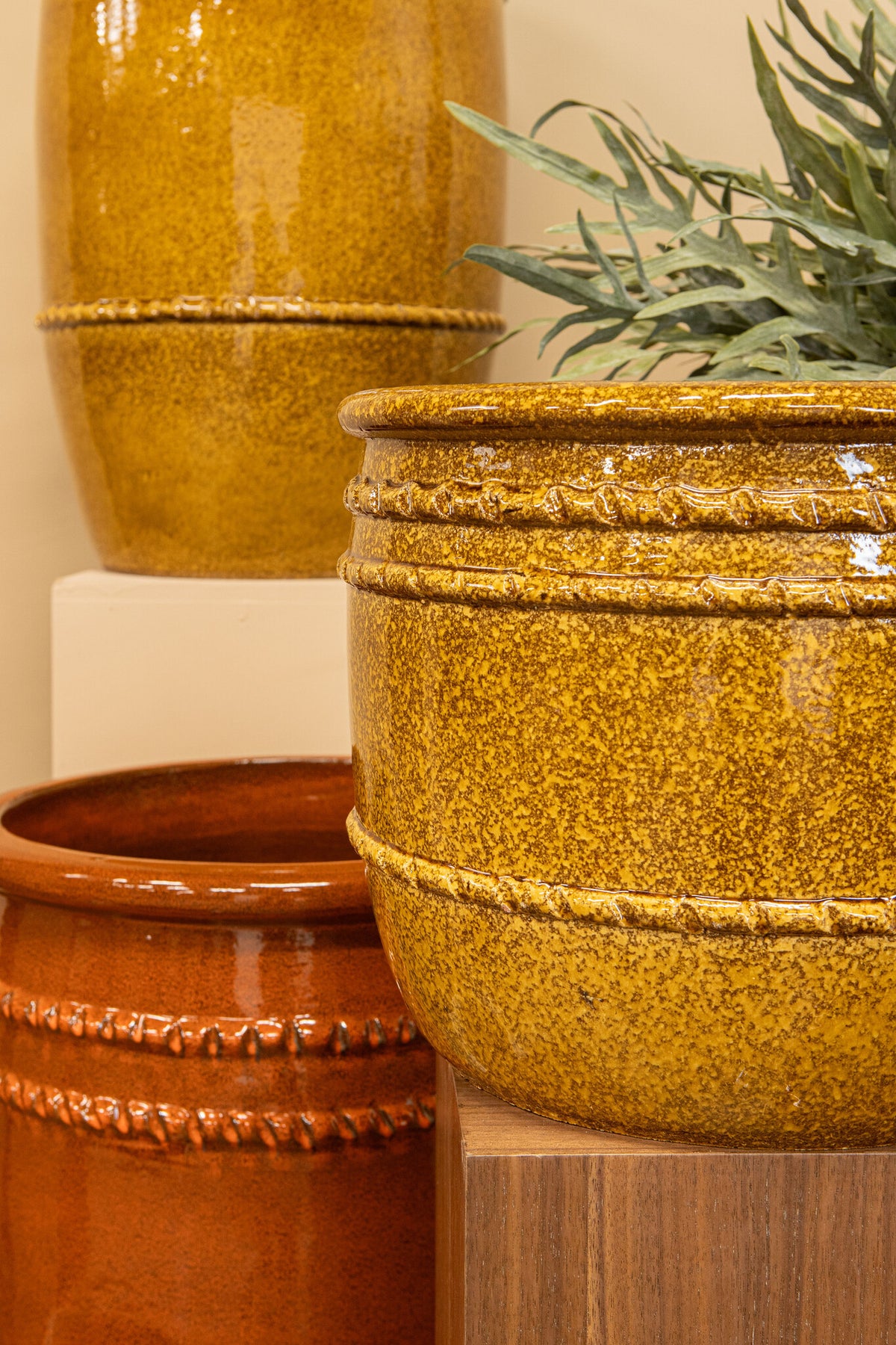 Lilliah Yellow Ceramic Pot High Set Of 2 PTMD